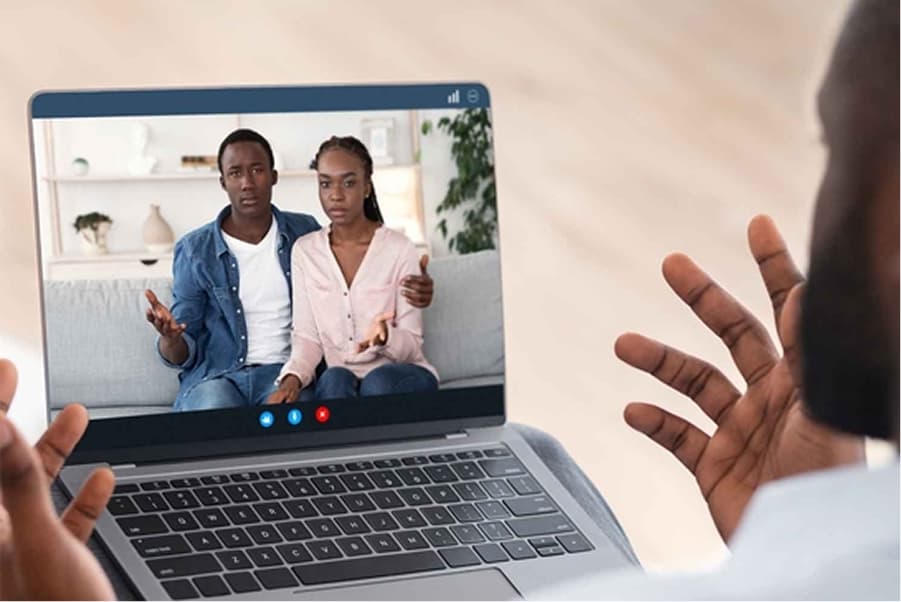 Therapist working remotely