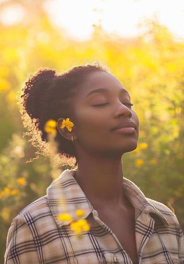 Person enjoying peaceful moment in nature